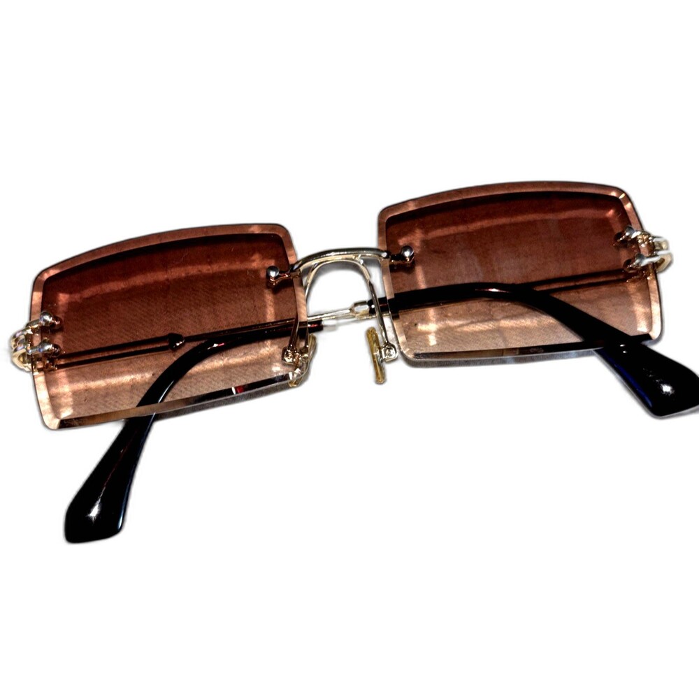 Rectangle Sunglasses for Women Men Vintage Rimless Square Sun Glasses